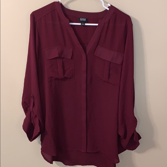 a.n.a Tops - 🌻 3 for $30 🌻 Burgundy sheer top (59)
